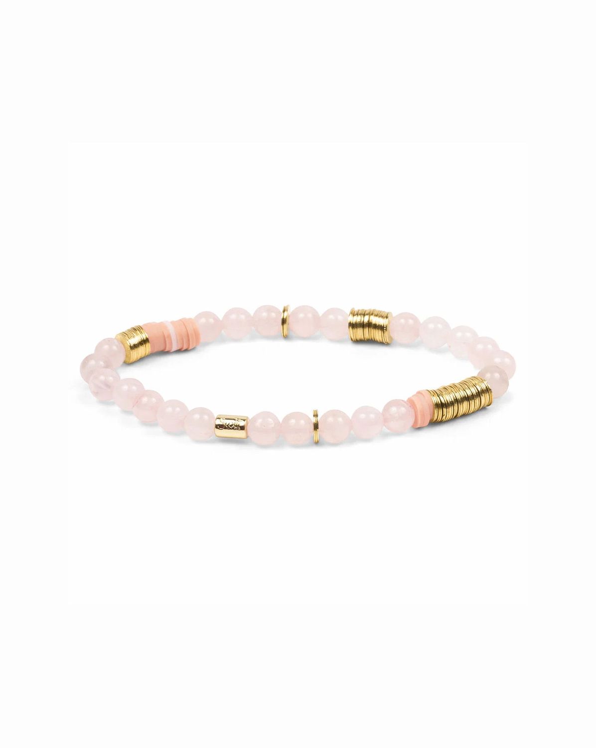 Rose Quartz Stone Of Heart Intermix Stacking Bracelet