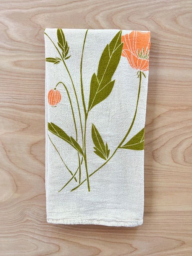 California Poppy Tea Towel