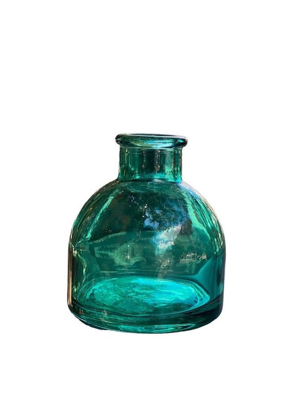 Dark Teal Small Glass Vase