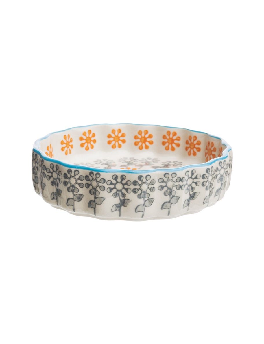 Orange And Grey Floral Tartelette Dish