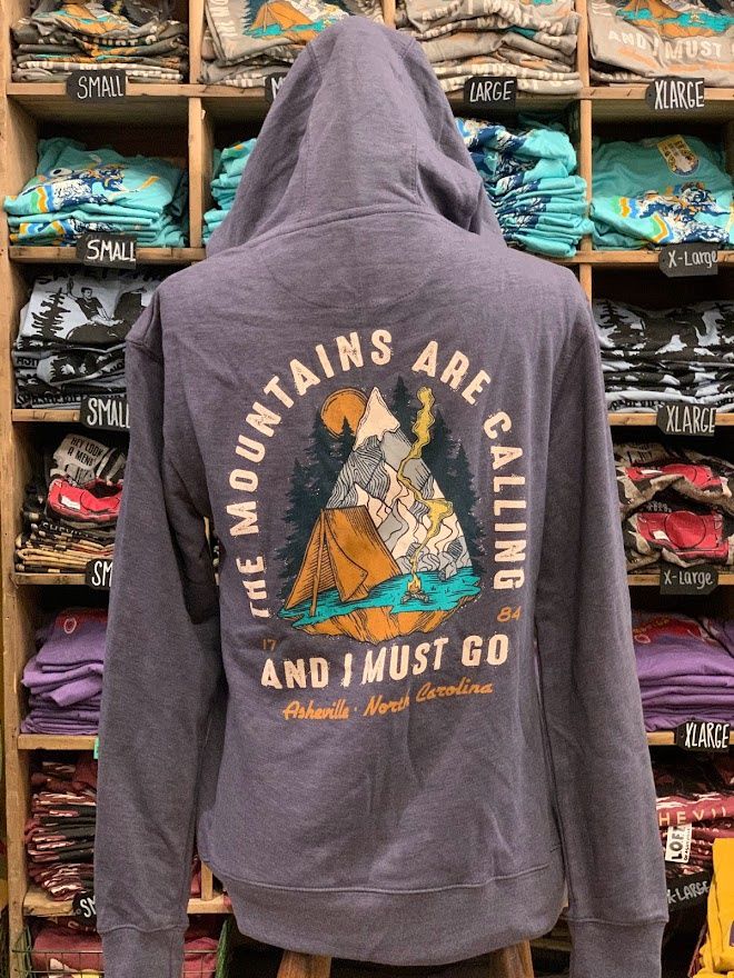 The Mountains Are Calling And I Must Go Asheville, North Carolina Navy Blue Hoodie, Color: Small
