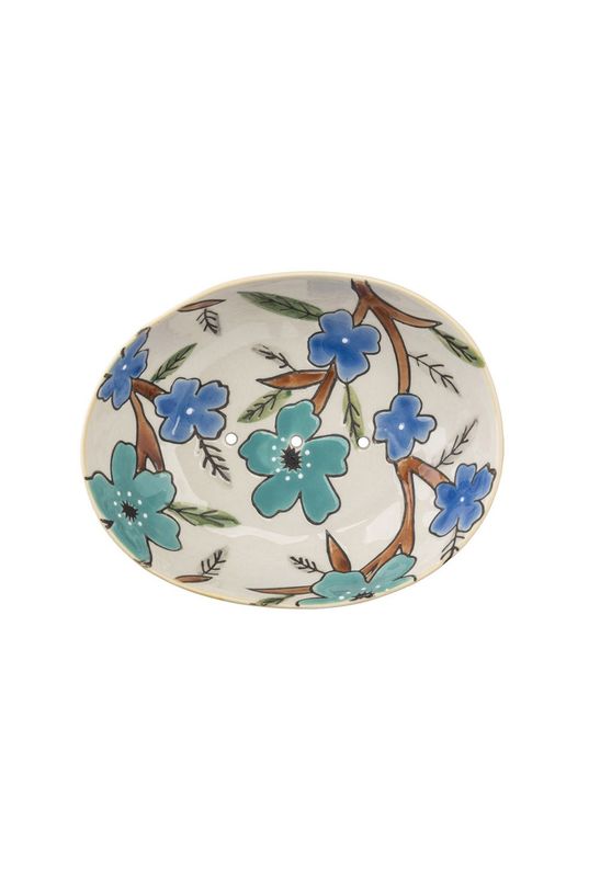Summer Blue Flowers Oval Soap Dish