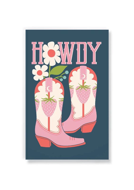 Strawberry Cowboy Boots Howdy Lined Notebook