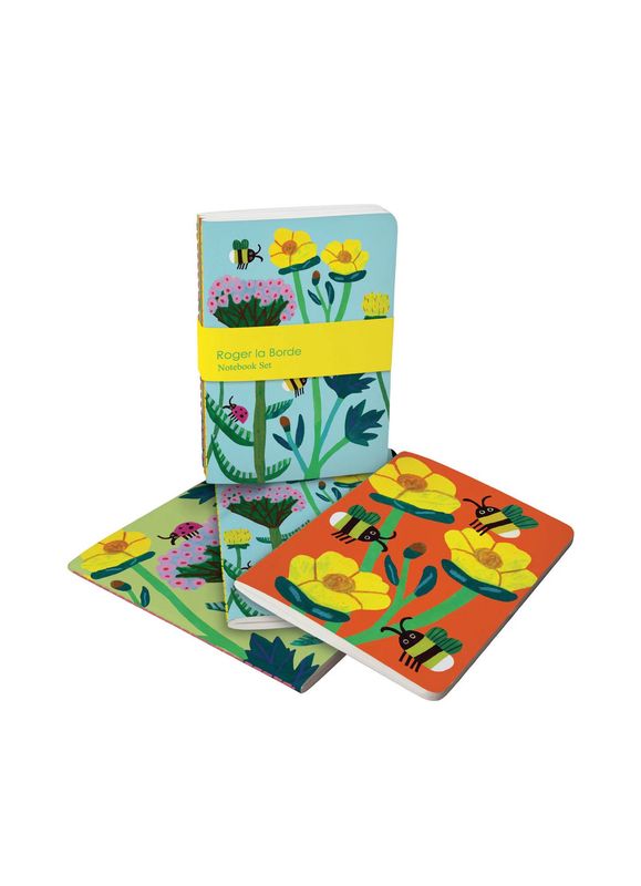 Roger La Borde Flowers And Bugs Notebook Set Of 3