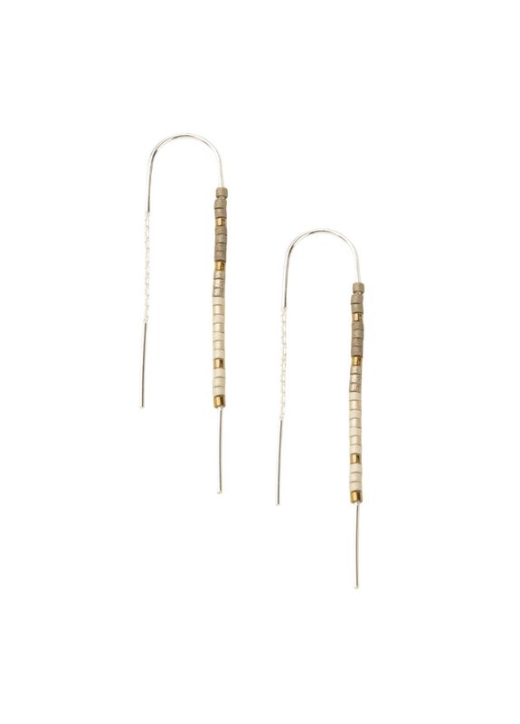 Pewter Chromacolor Miyuki Thread Silver Earrings