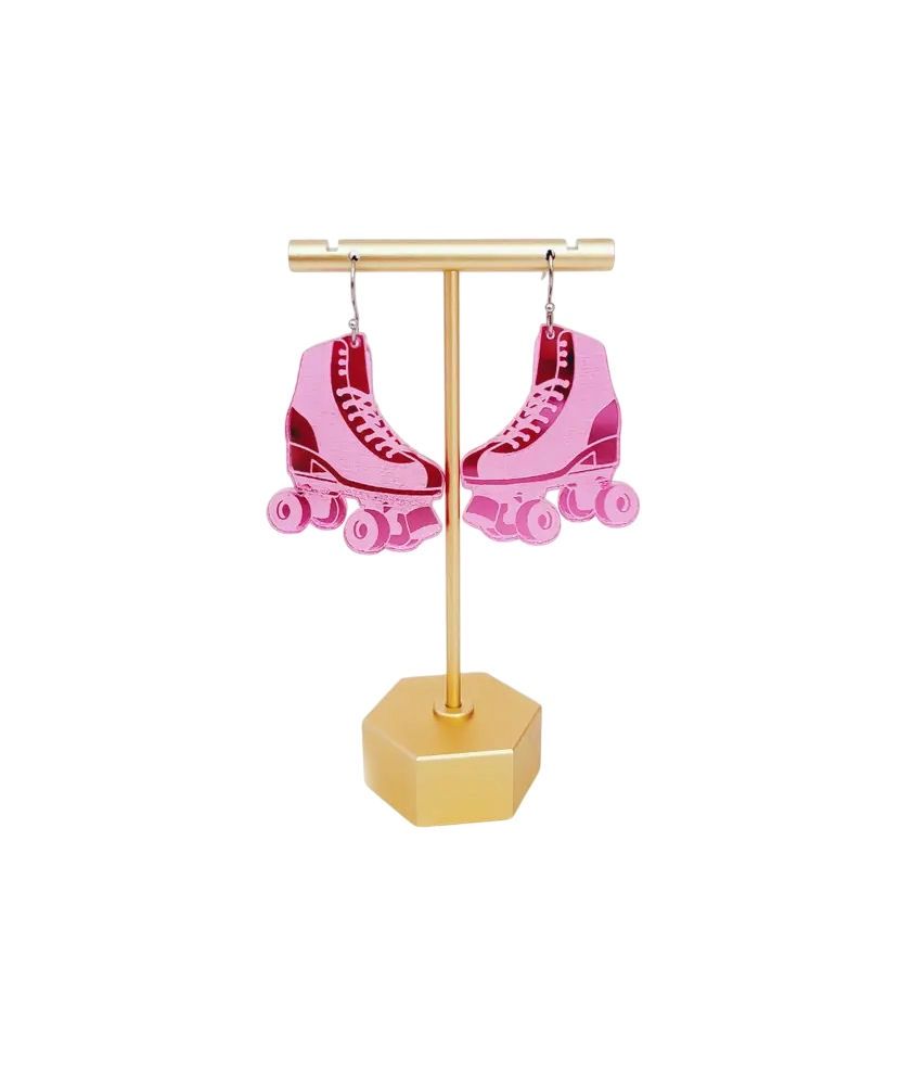Pink Acrylic Roller Skate Earrings
