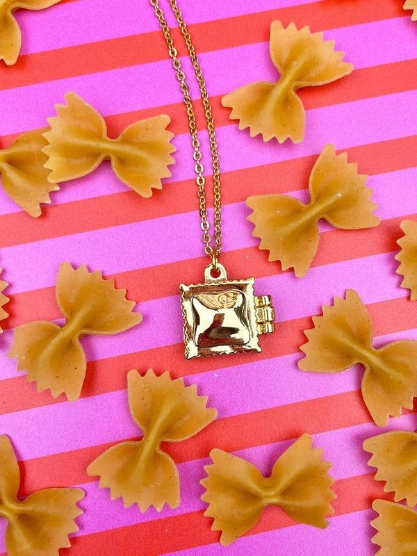 Ravioli Locket Gold Necklace