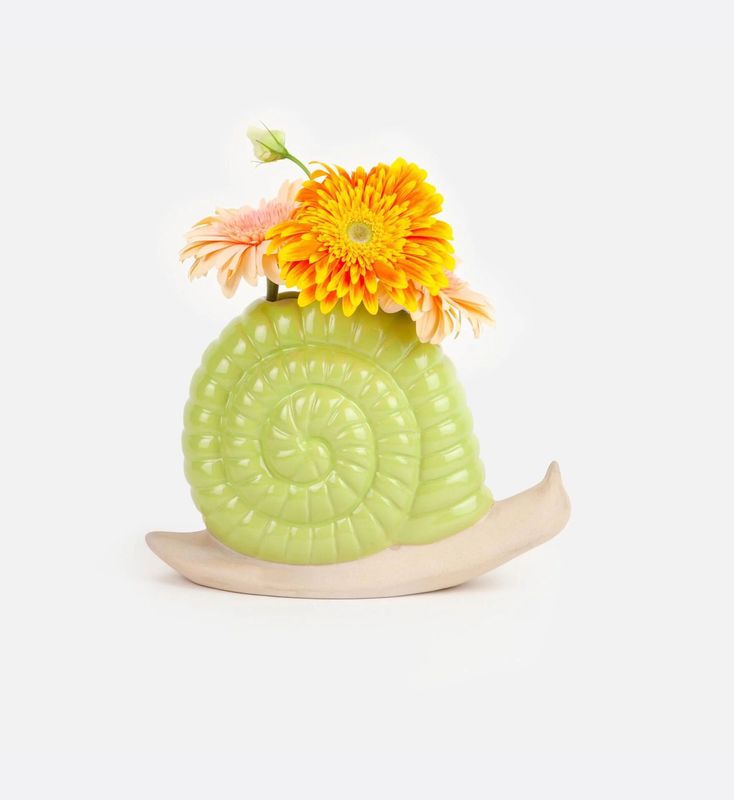 Green Woodland Snail Vase
