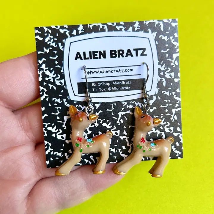 Painted Deer Earrings