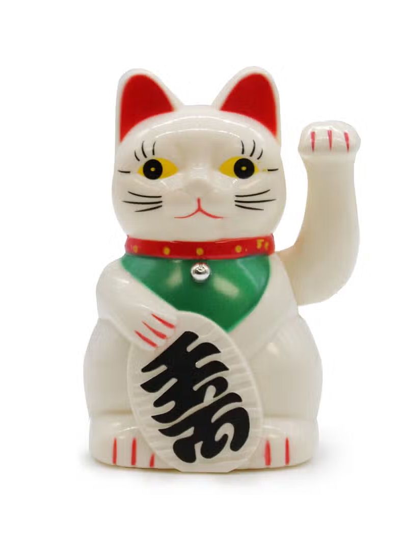 White Waving Lucky Money Cat Figure