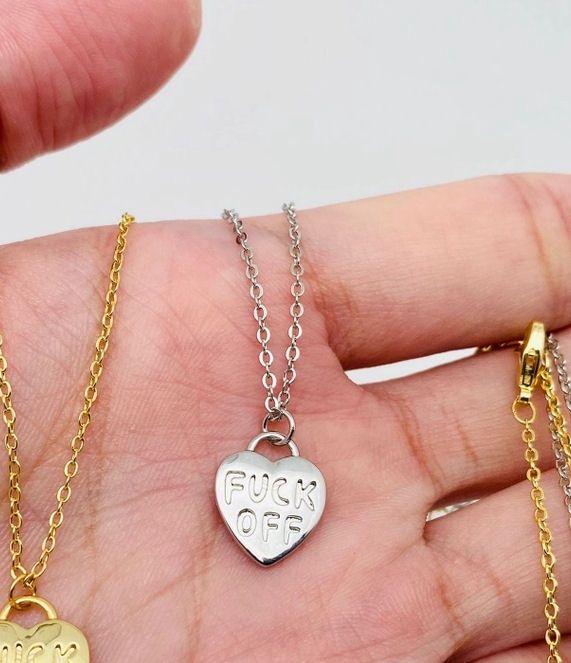Fuck Off Silver Pendant Necklace