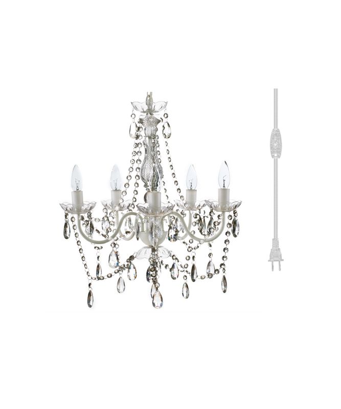 5 Light Clear Plug In Chandelier