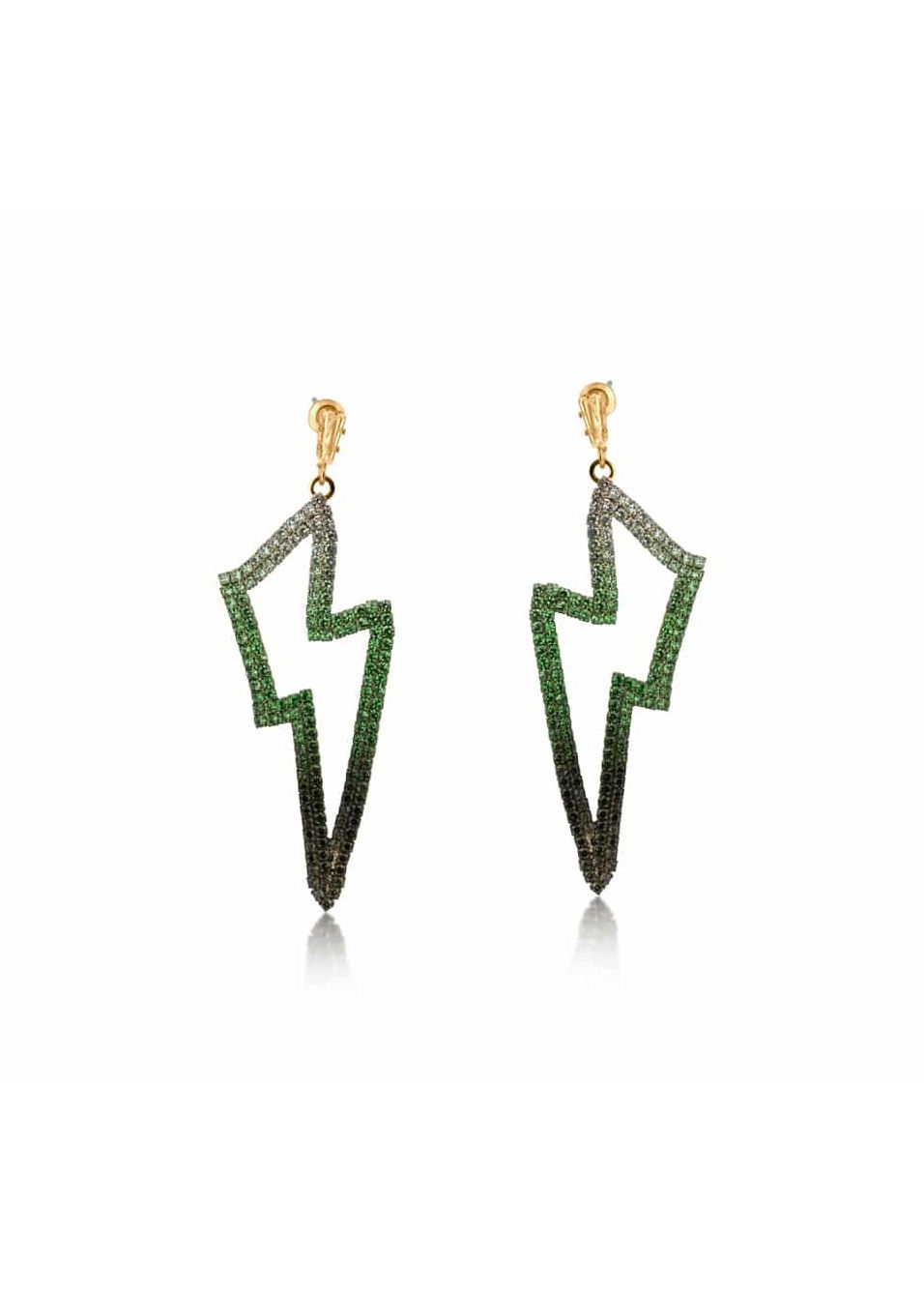 Green Veronika Ombre Lightning Bolt Diamond Earrings