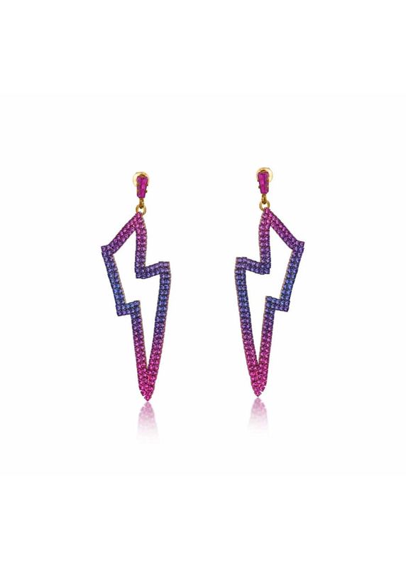 Pink Blue Veronika Ombre Lightning Bolt Diamond Earrings