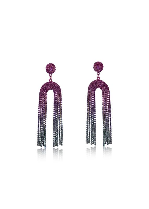 Pink Blue Veronika Ombré Arch Fringe Earrings