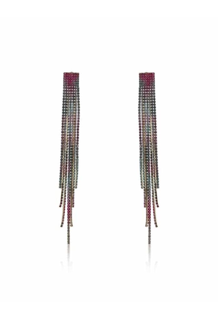 Pink Blue Veronika Ombre Long Fringe Diamond Earrings