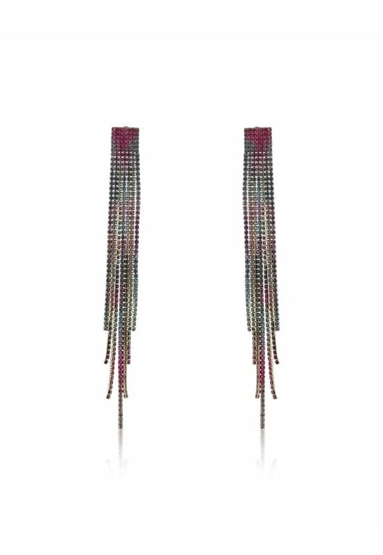 Pink Blue Veronika Ombre Long Fringe Diamond Earrings