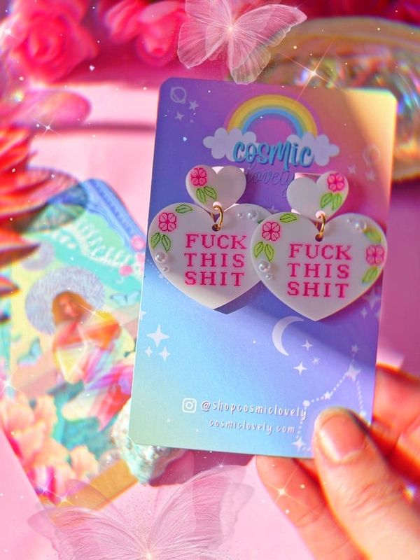 Fuck This Shit Heart Earrings