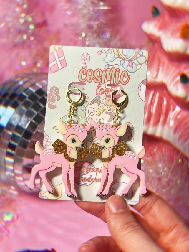Retro Pink Deer Earrings
