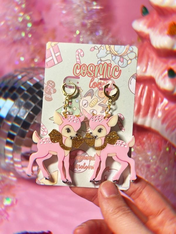 Retro Pink Deer Earrings