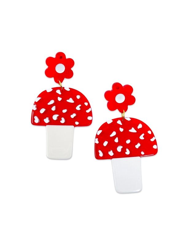 Mushrooms And Flowers Earrings