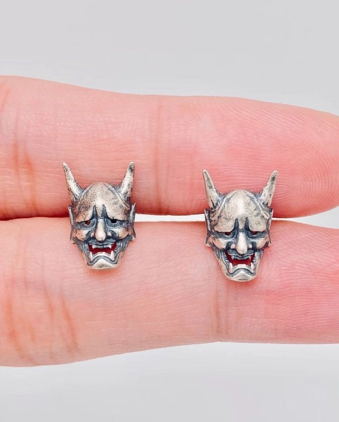 Sterling Silver Prajna Skull Stud Earrings