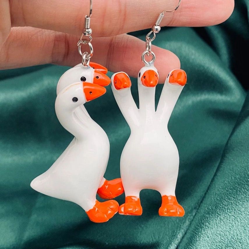 Three Headed Goose Earrings