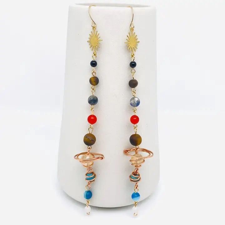 Stone Solar System Earrings