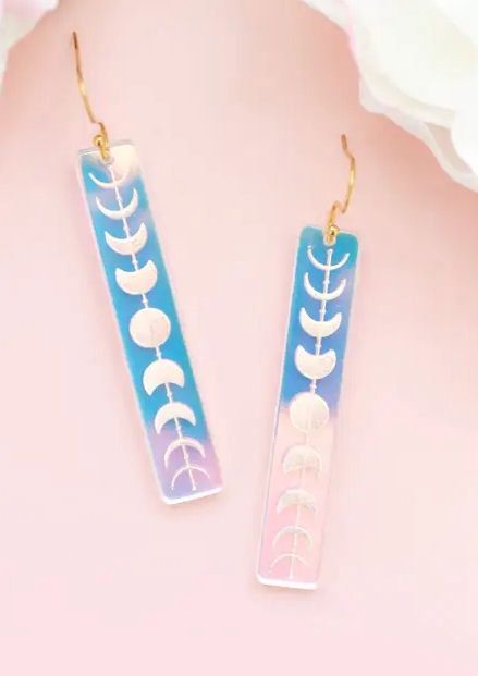 Moon Phase Celestial Acrylic Earrings