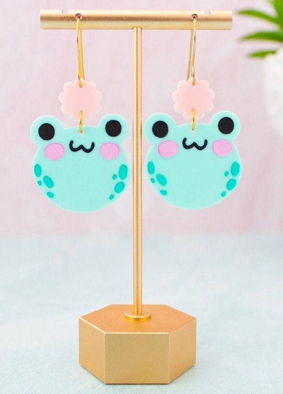 Frog Face Acrylic Earrings