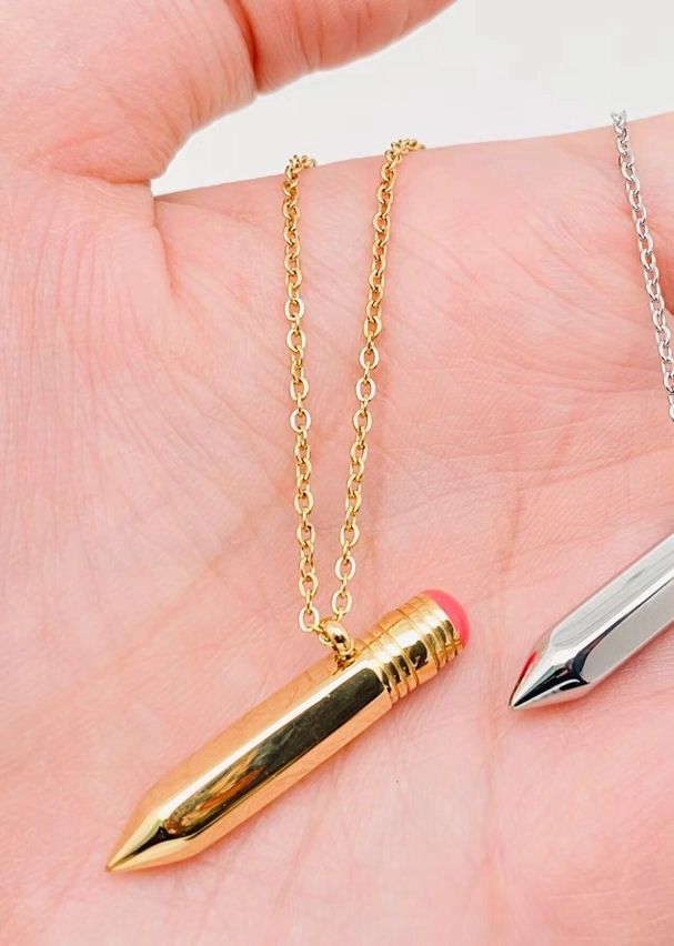 Gold Openable Pencil Necklace