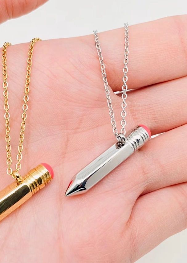 Steel Silver Openable Pencil Necklace