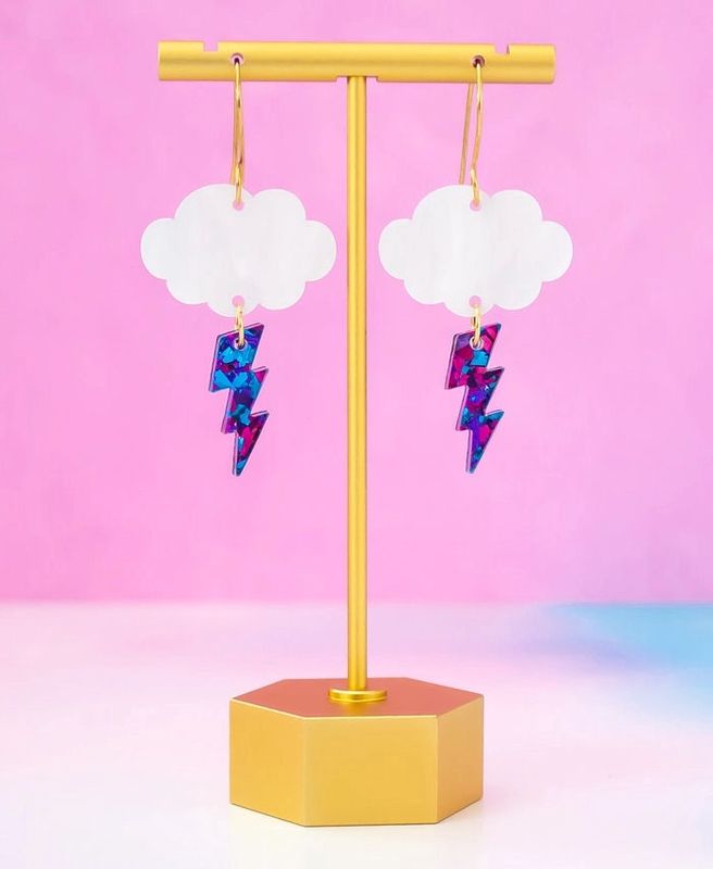 Cloud And Lightning Bolt Retro Earrings