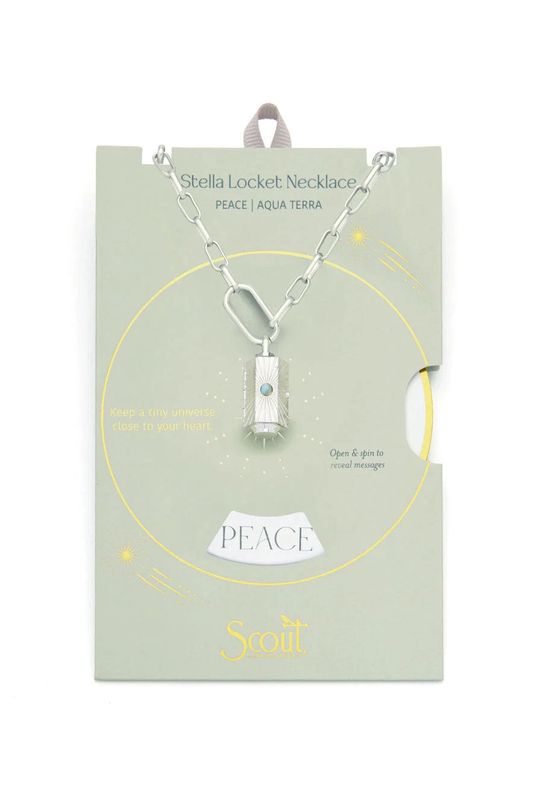 Aqua Terra Stone Of Peace Silver Stella Locket Necklace