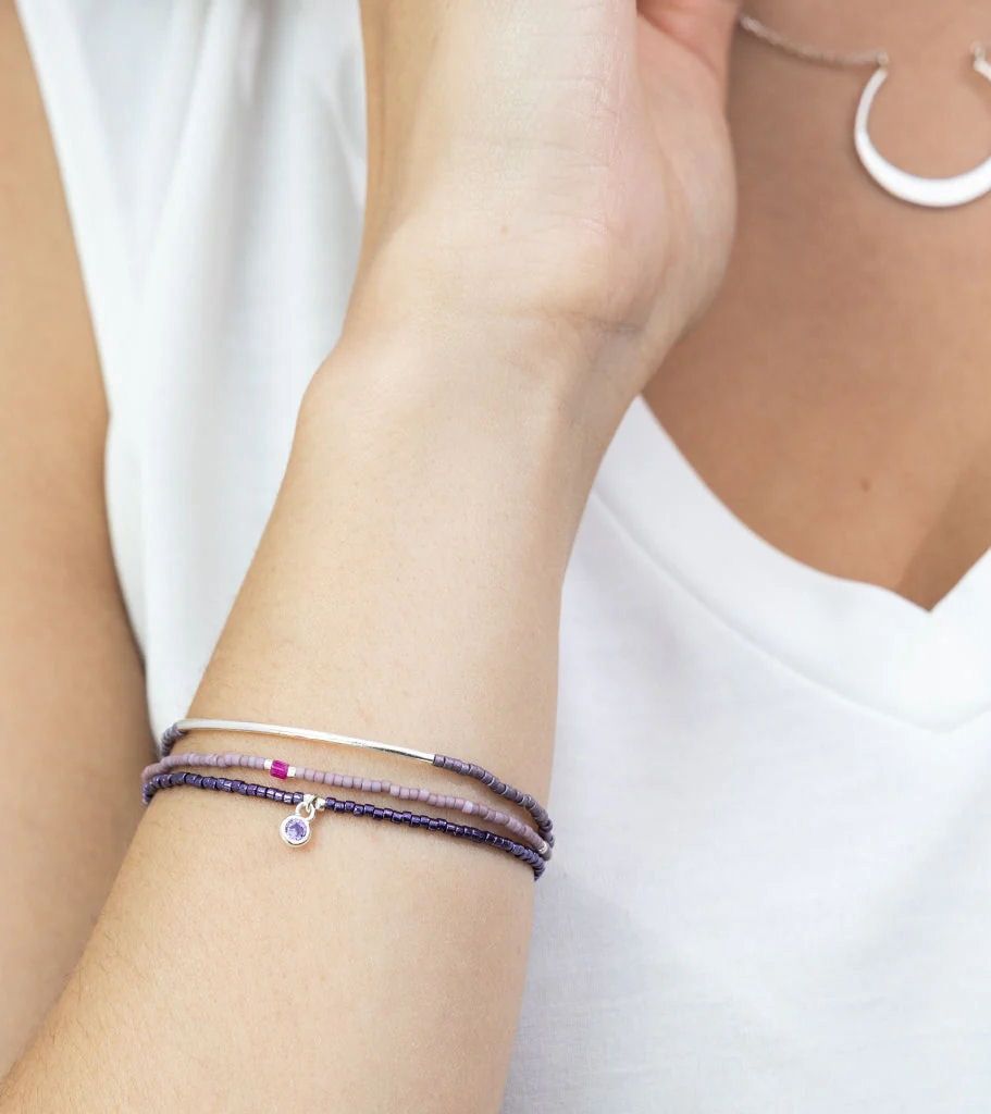 Tonal Chromacolor Purple Silver Triple Bracelet