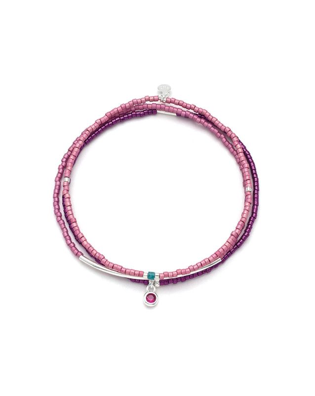 Tonal Chromacolor Fuchsia Silver Triple Bracelet