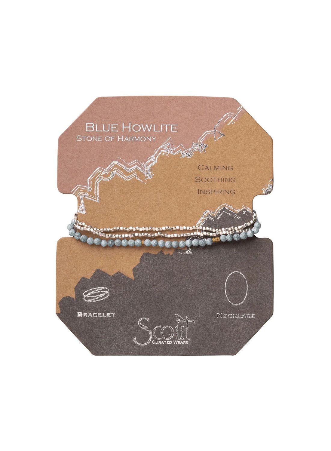 Delicate Stone Blue Howlite - Stone of Harmony Silver Bracelet Or Necklace