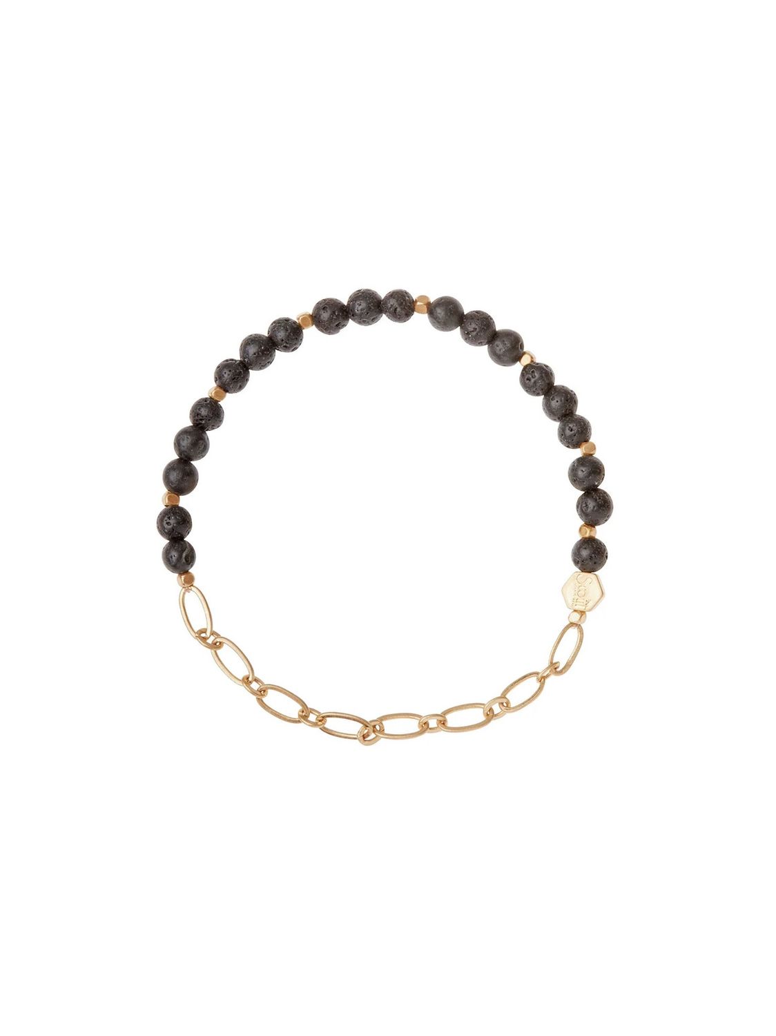 Mini Lava Stone With Gold Chain Stacking Bracelet