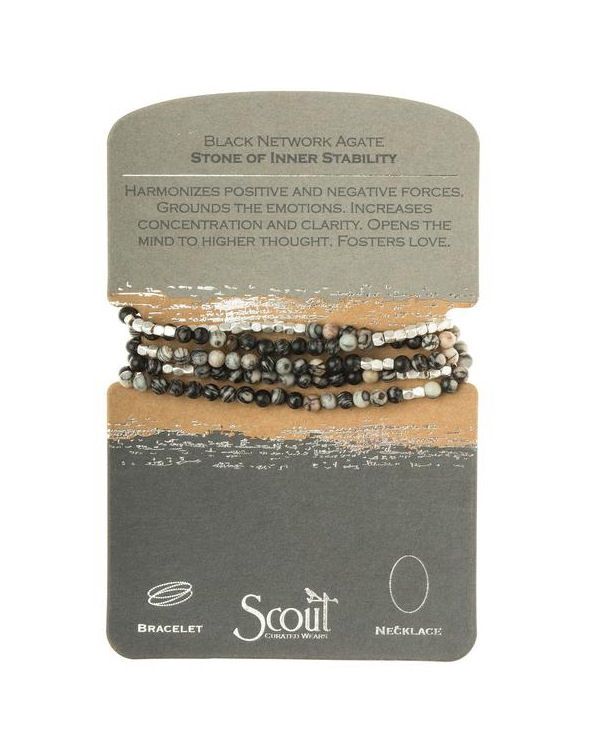 Black Network Agate - Stone of Inner Stability Bracelet or Necklace
