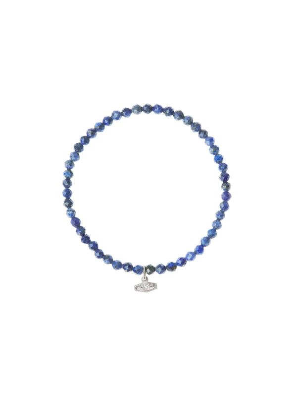 Mini Faceted Stone Lapis Silver Stacking Bracelet