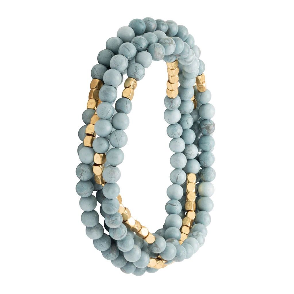 Blue Howlite - Stone Of Harmony Gold Bracelet or Necklace