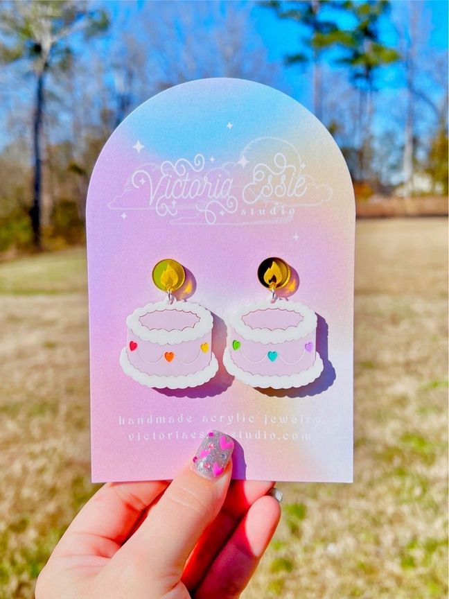Birthday Cake Dangle Earrings