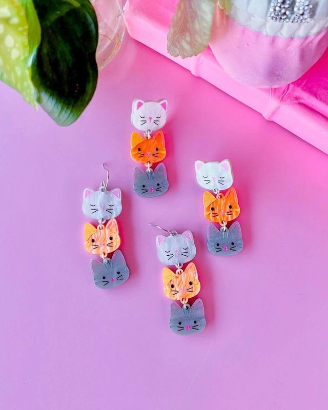 Angela’s Three Cats Dangle Earrings