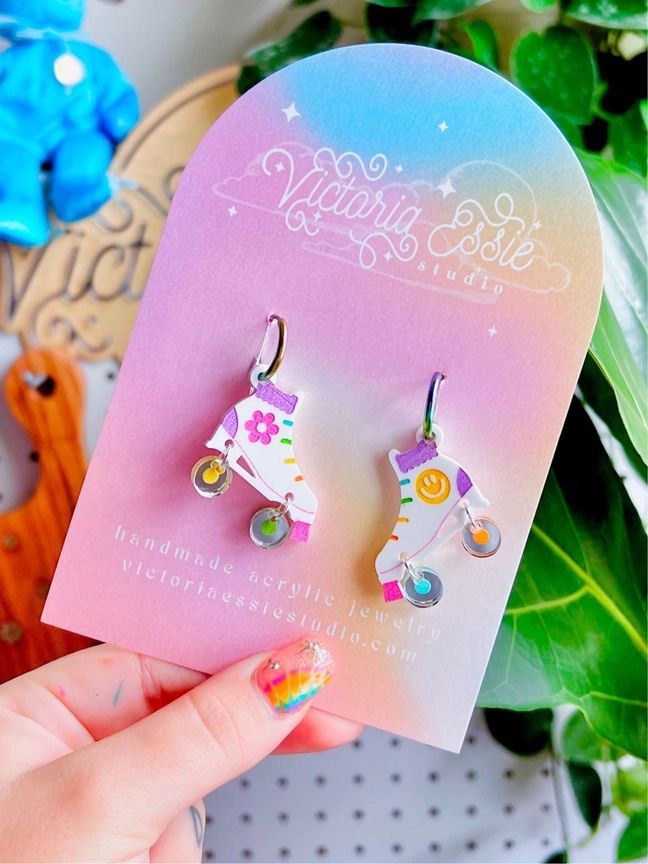 Rainbow Roller Skate Dangle Earrings