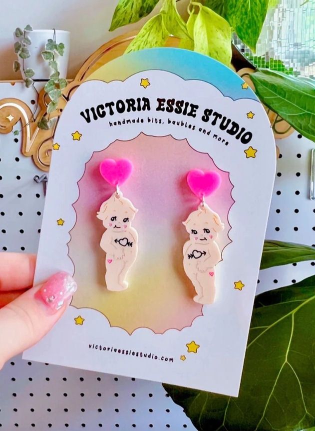 Lovely Kewpie Dangle Earrings
