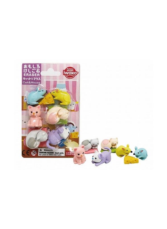 Cat And Mouse Eraser Set