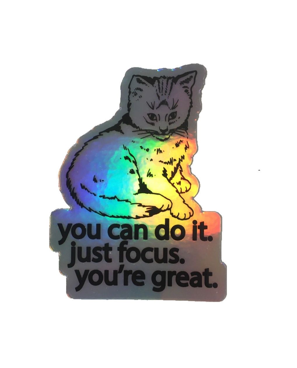 You Can Do It Just Focus Cat Holographic Sticker