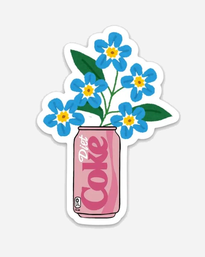 Diet Coke Can Flowers Sticker