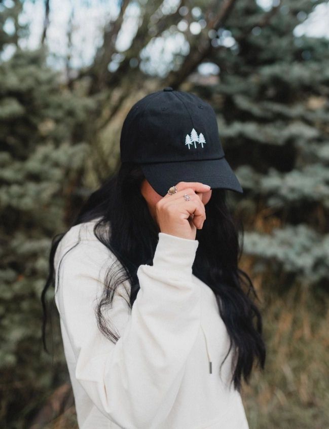 Three Tree Black Canvas Dad Hat