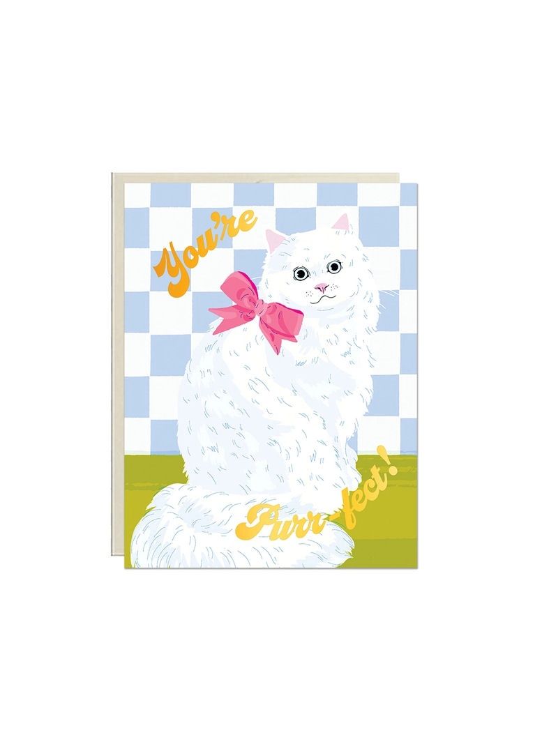 You’re Purr-Fect White Cat Card